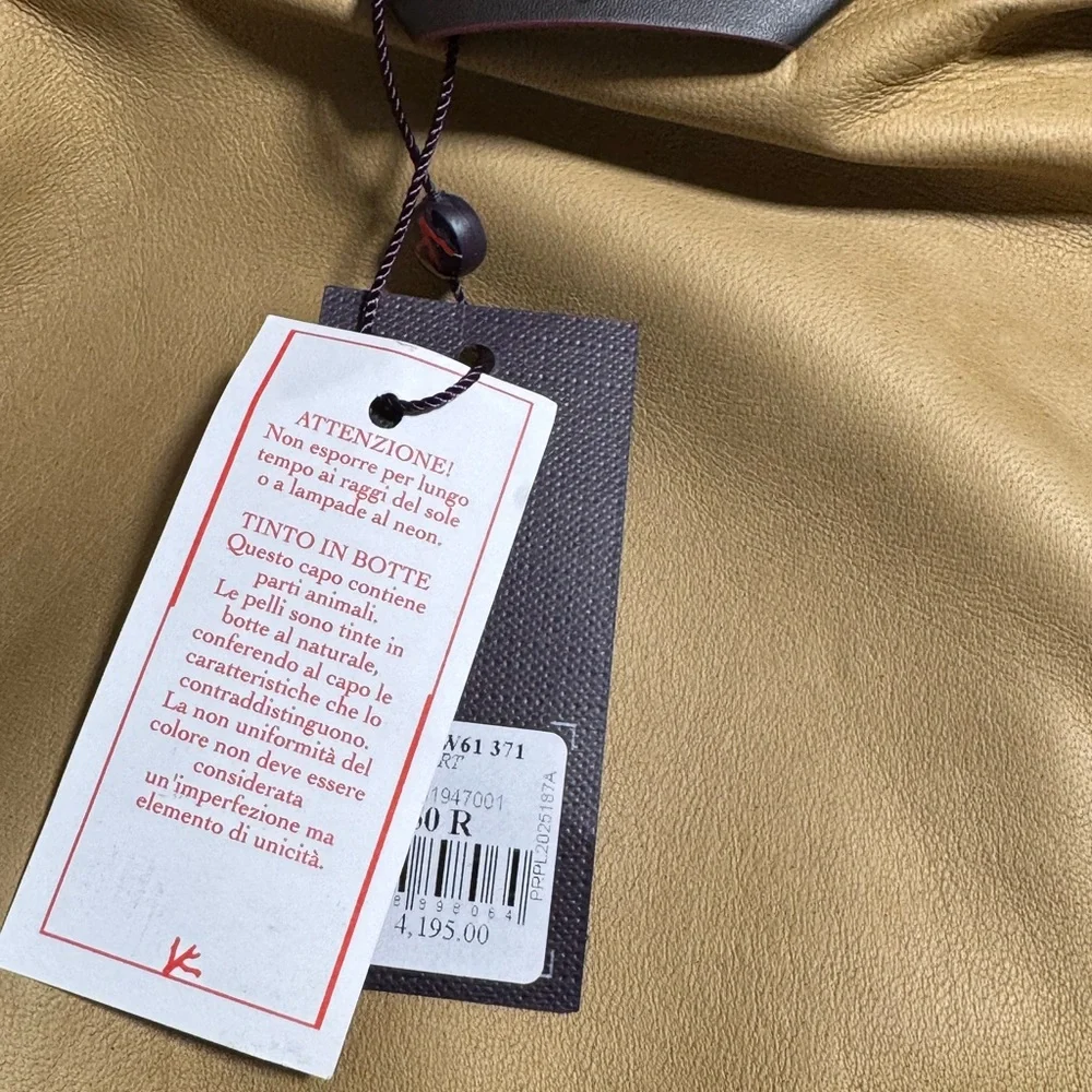 Isaia Suede LeatherJacket in Warm Tan - Picture 5 of 10